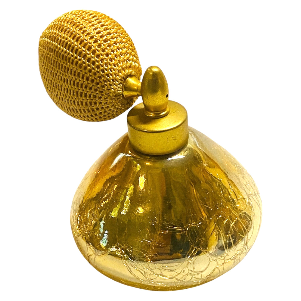Vtg HolmSpray Gold Crackle Glass Perfume Atomizer Bottle Empty Vanity MCM 300/15